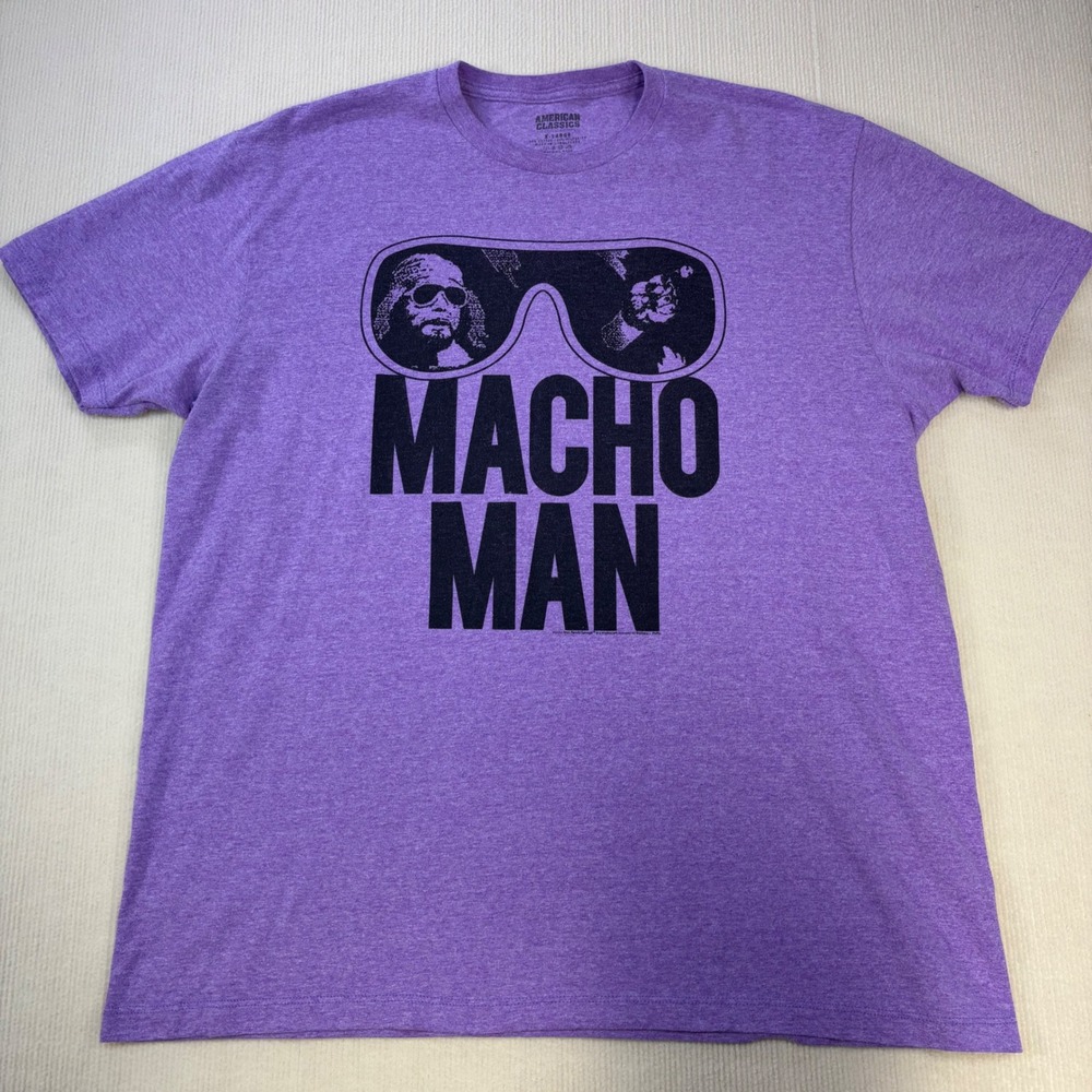American‎ Classics Macho Man Randy Savage Purple Heather Graphic Tee Mens XL